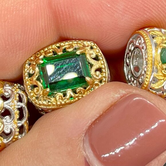 Michael Valitutti Gems en Vogue double sided green gemstone CHARM 925 silver 18k - Picture 4 of 7